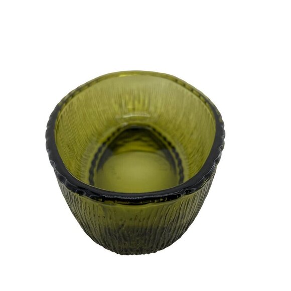 F.T.D. 1975 Bowl Avacado Rippled Glass Green Oval Serving MCM - Picture 10 of 11